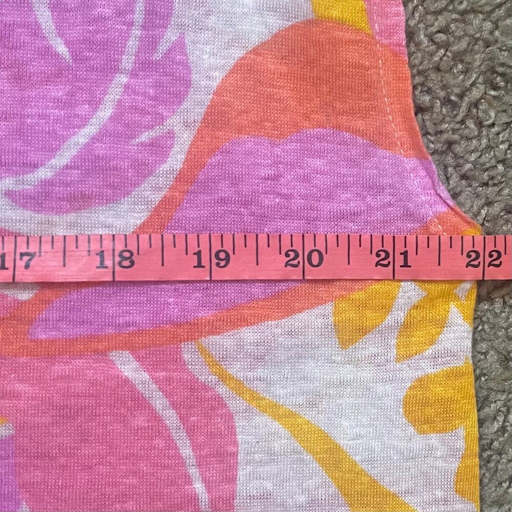C&C California Top Womens XL 100% Linen Floral Tropical Colorful Resortwear - Picture 8 of 9